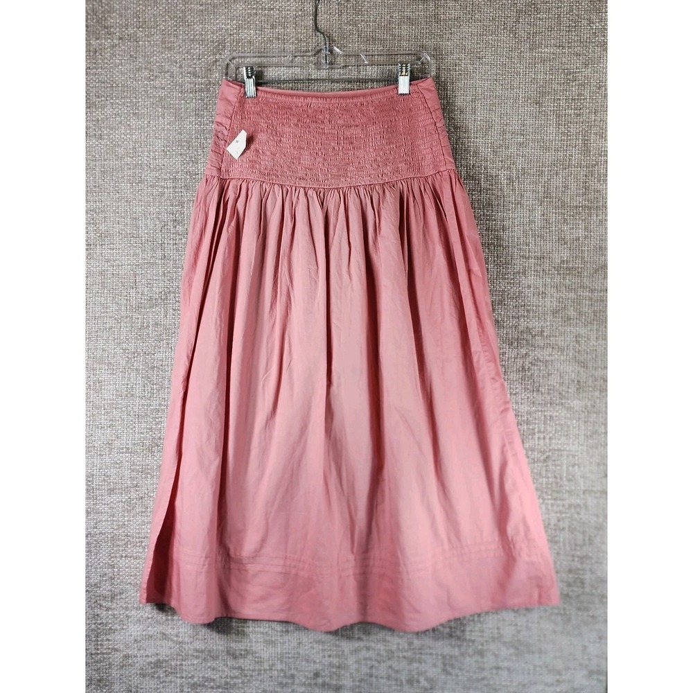 A New Day Pink Cotton Midi Skirt Womens M Boho Bric-Brac Pintuck Casual NEW - Picture 8 of 13